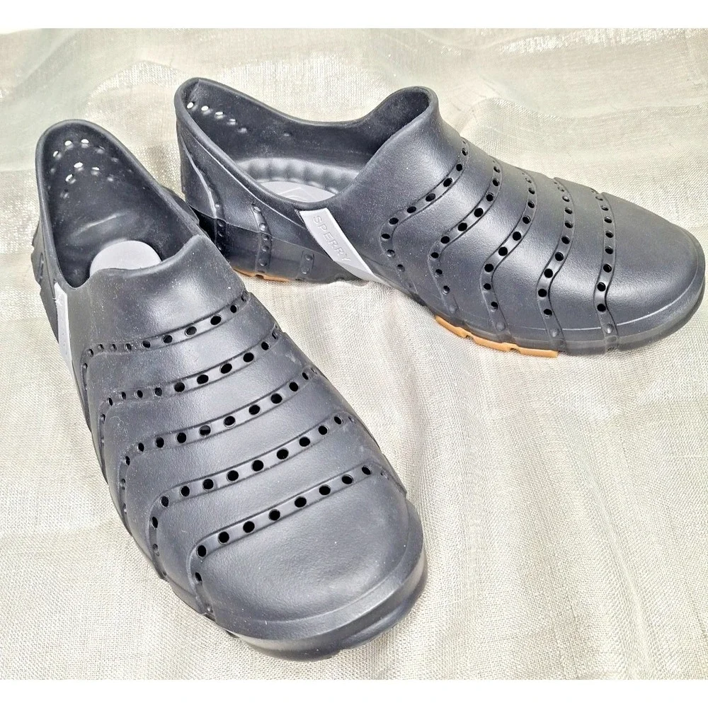 NEW Sperry Water Strider Black Mens 9 Waterproof Shoes Slip on Sports Womans 10